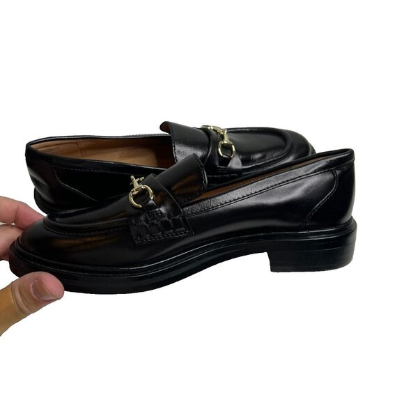 Madewell $158 The Vernon Bit Hardware Loafer Black Leather Size 9 NN868 - Picture 7 of 11